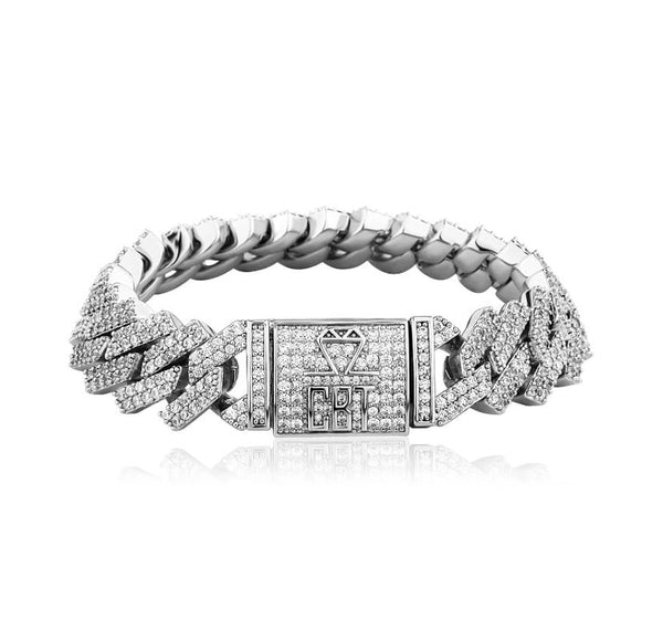 13MM Prong Link CBT Bracelet - Silver