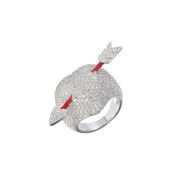 Red Enamel Arrow Heart Ring